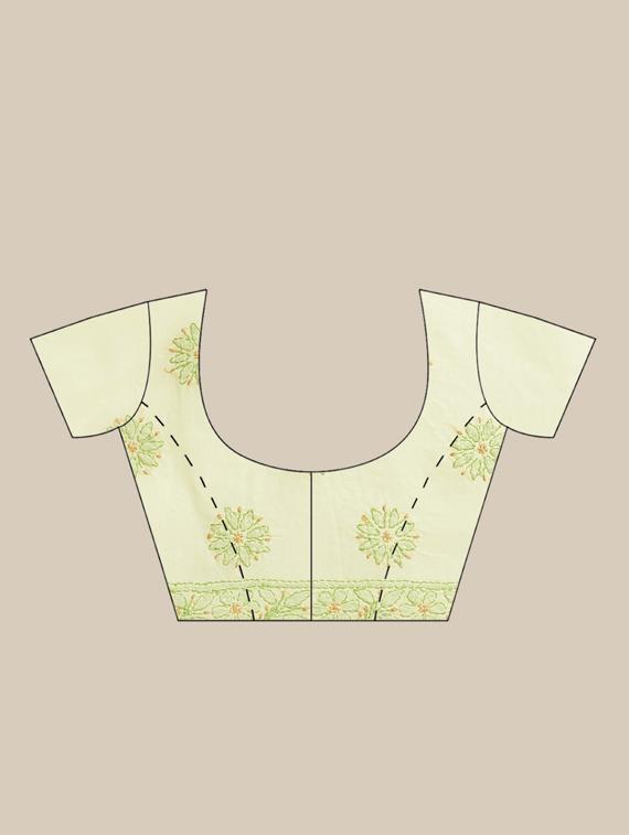 ada hand-embroidered lemon chikankari saree with blouse - 17772684 - Standard Image - 2