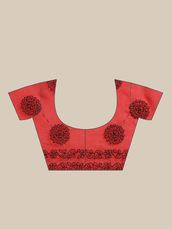 ada hand-embroidered red chikankari saree with blouse - 17772691 -  Standard Image - 2
