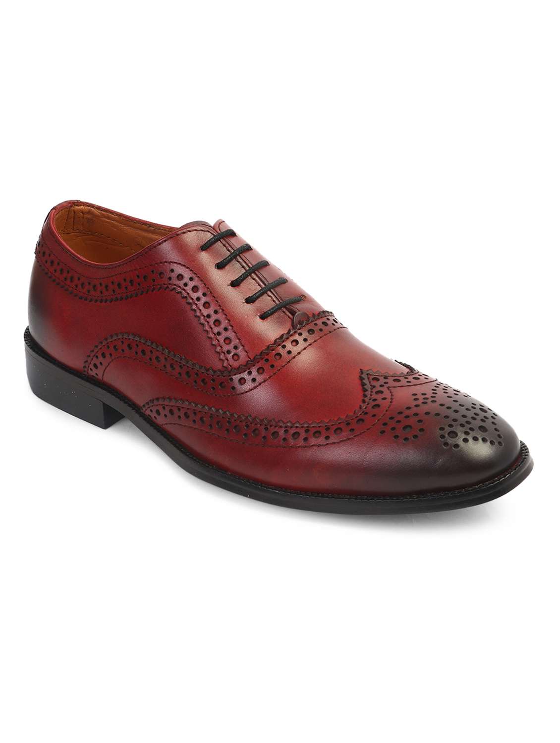 red leather laceup brouges