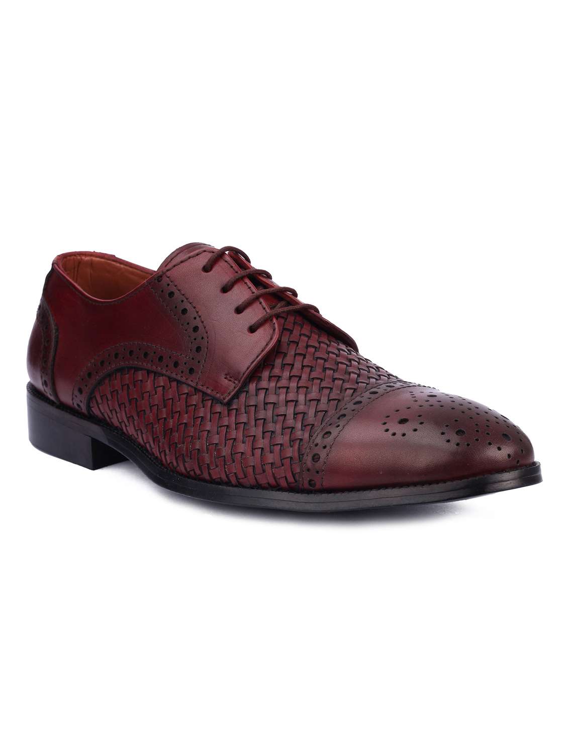 red leather laceup oxfords