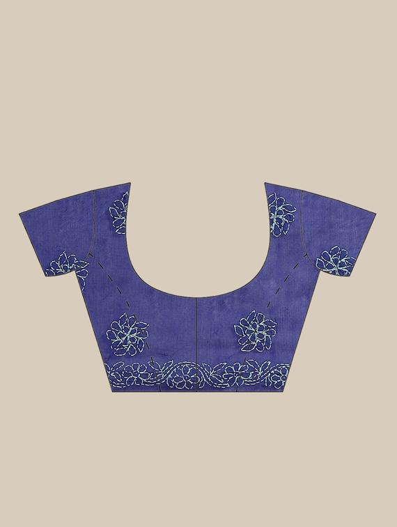 ada hand-embroidered blue chikankari saree with blouse - 17774163 - Standard Image - 2