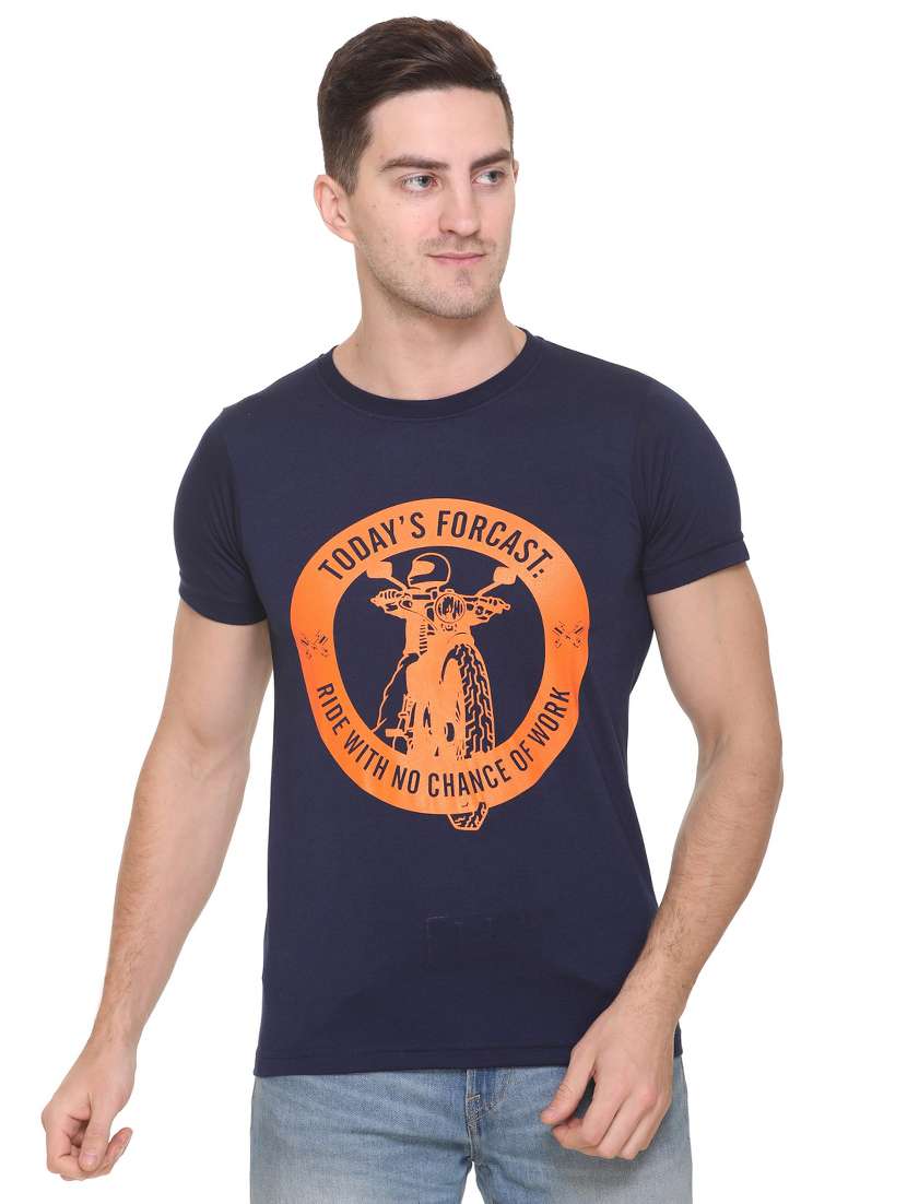 navy blue printed t-shirt