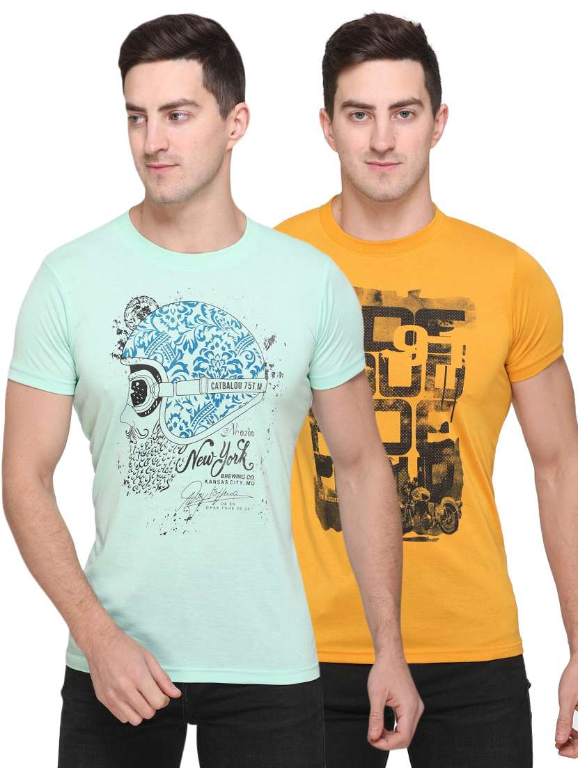 set of 2 multi colored printed t-shirt 