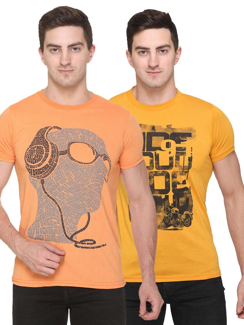 set of 2 multi colored printed t-shirts