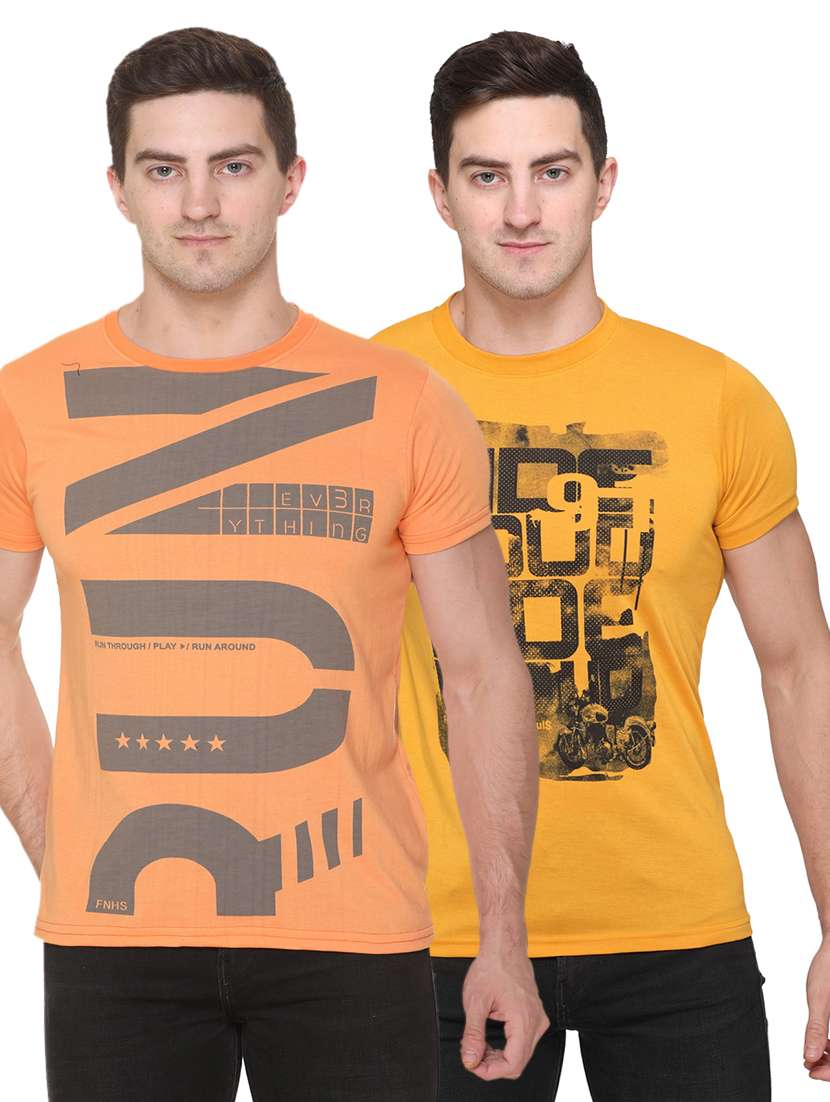 set of 2 multi colored printed t-shirts