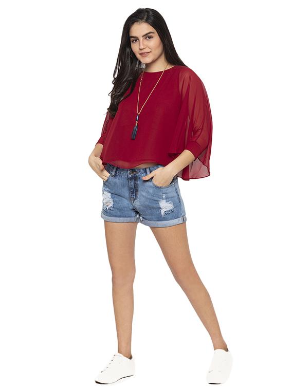 cape sleeved solid top - 17776512 - Standard Image - 2