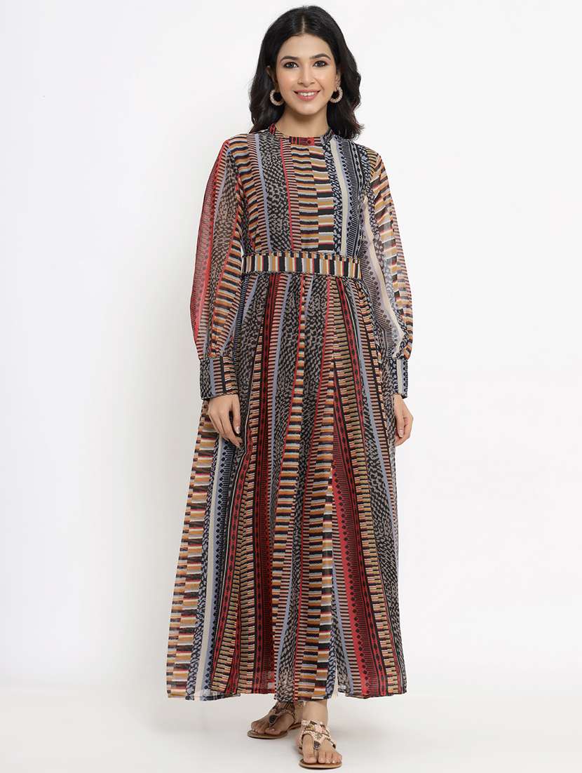 printed flared ethnic dress - 17778110 - Zoom Image - 0