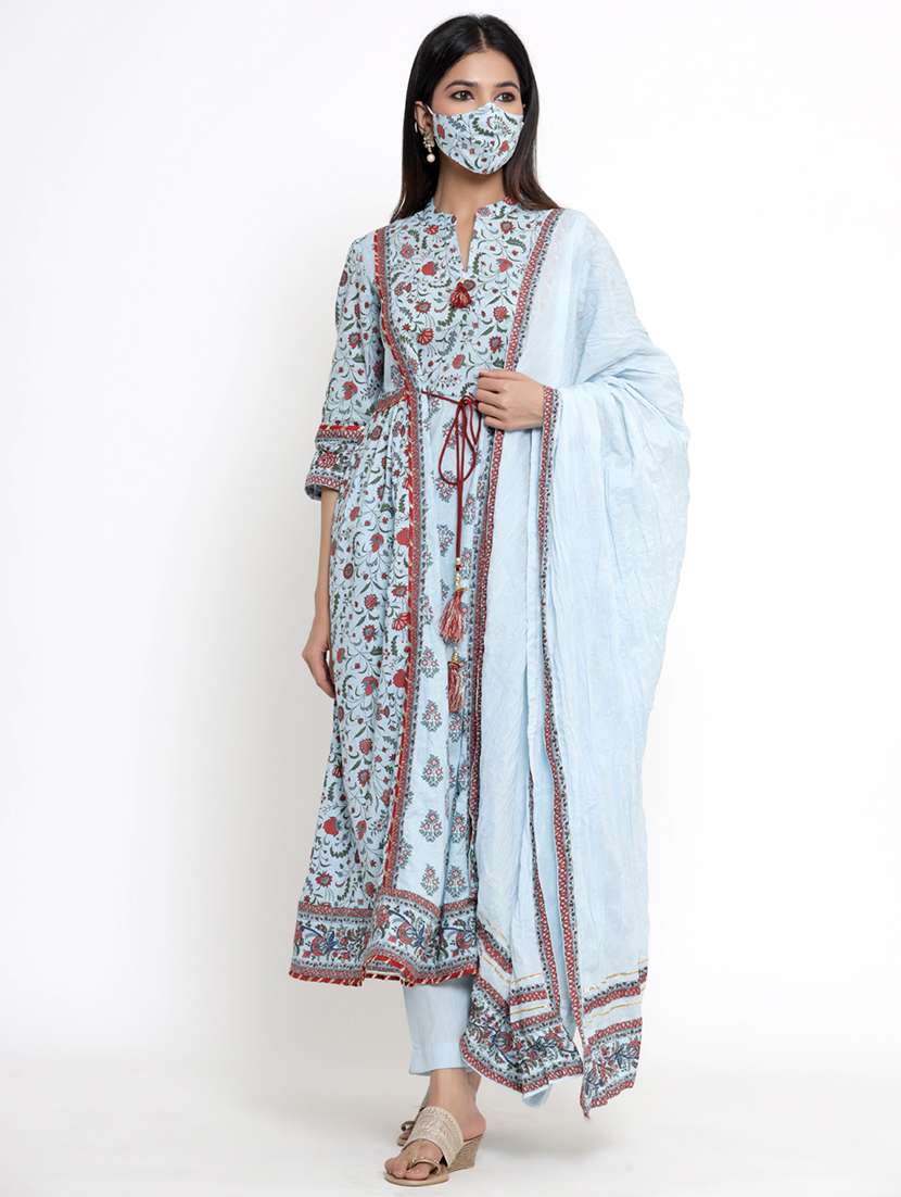 printed suit set with mask