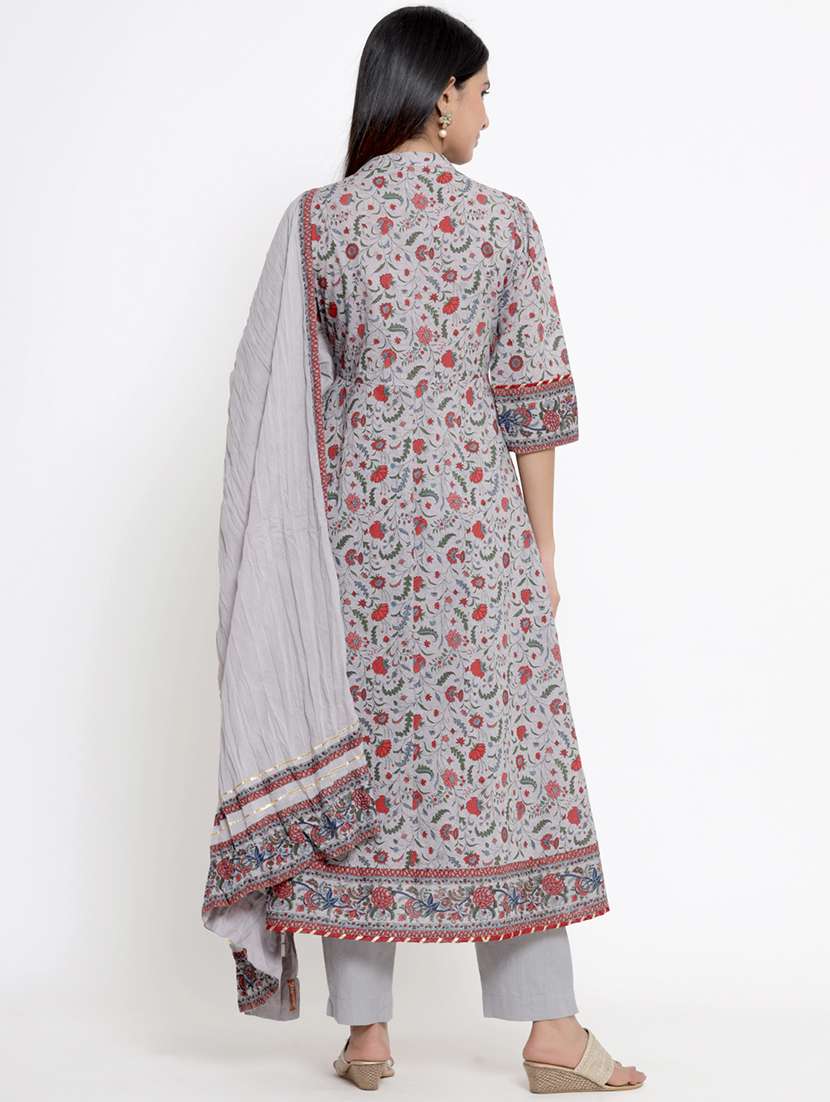 floral kurta pant dupatta set with face mask - 17778140 - Standard Image - 2