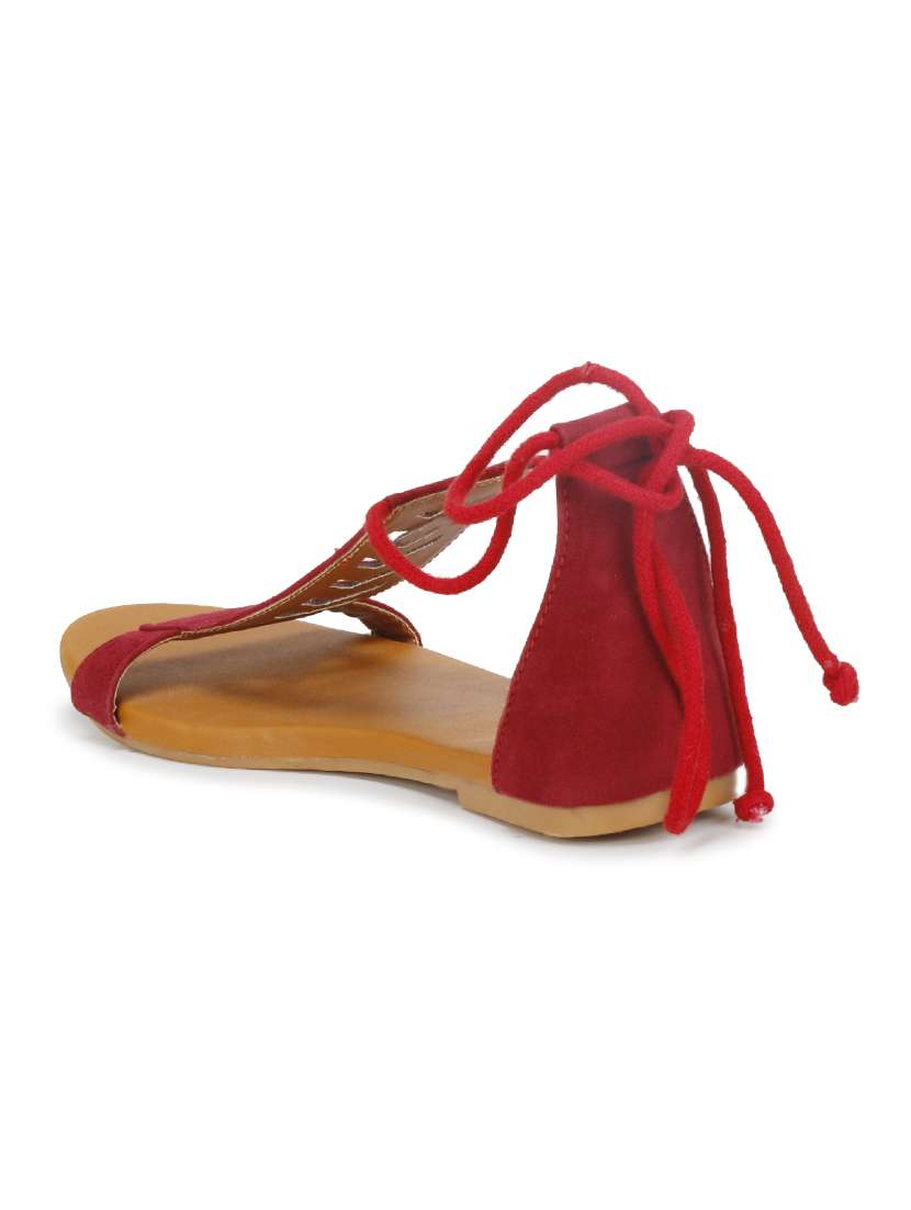 red velvet laceup sandals - 17778247 -  Standard Image - 2