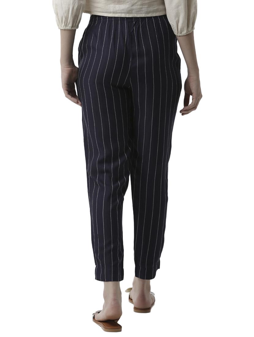 blue striped cigarette pants trouser - 17778923 - Standard Image - 2