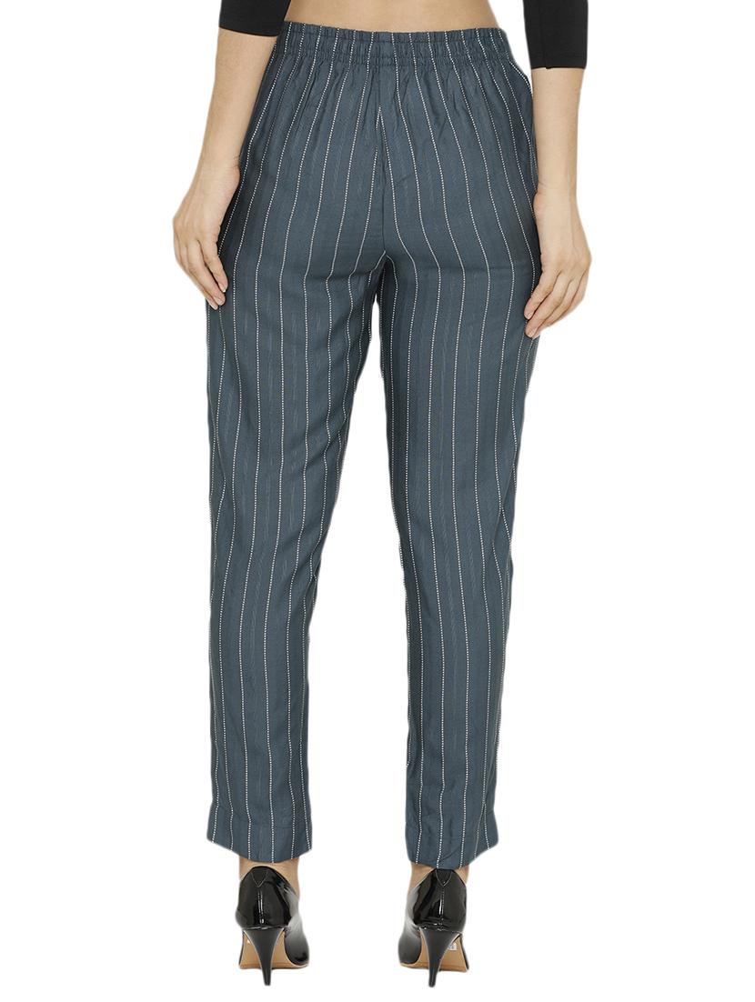 grey striped cigarette pants trouser - 17778924 - Standard Image - 2