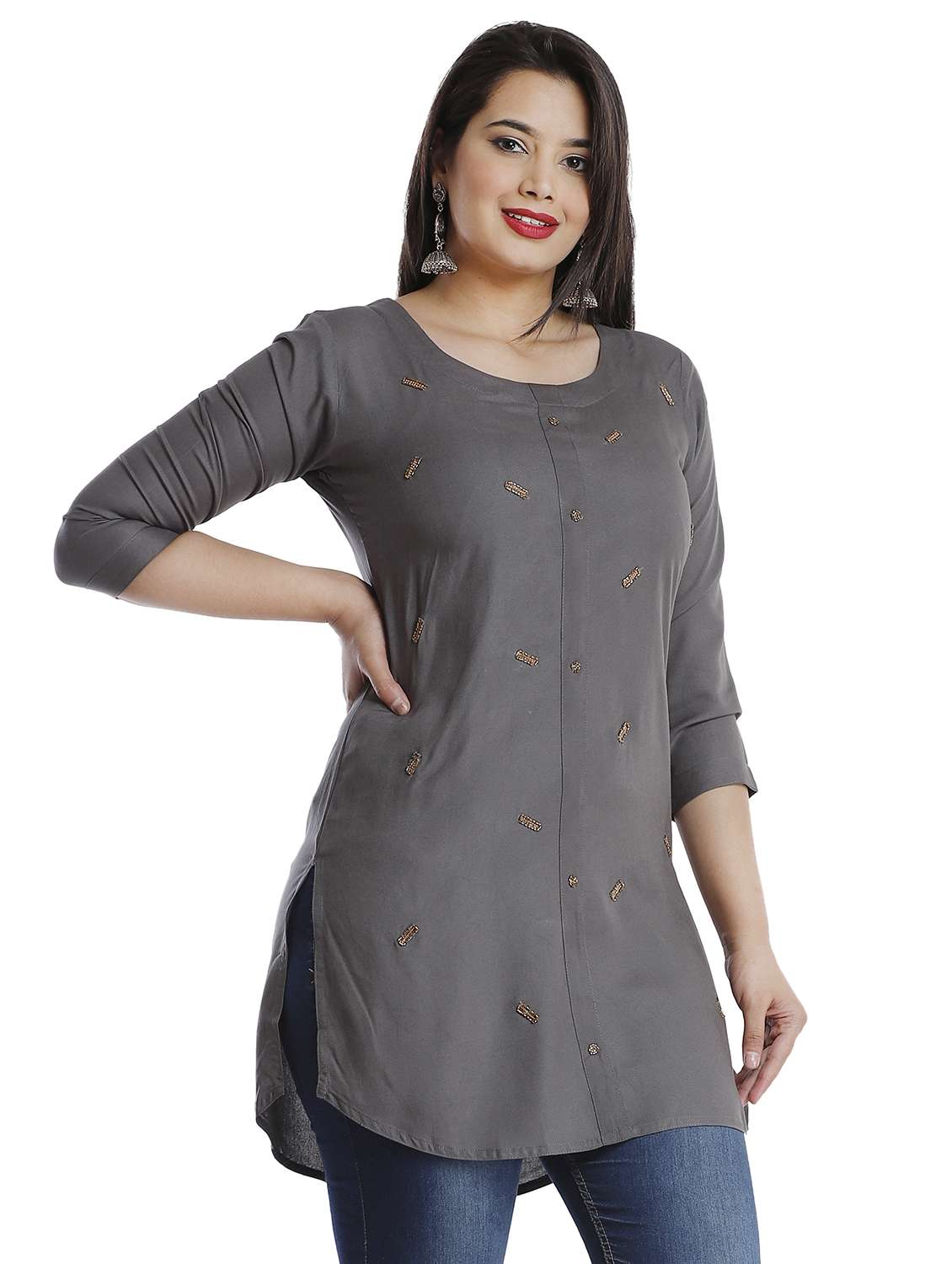 embellished straight kurti