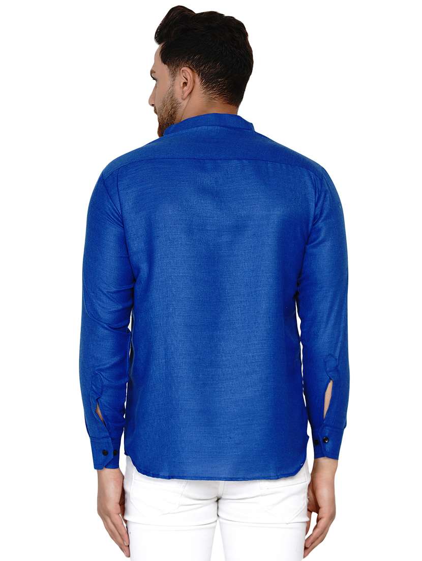 blue solid short kurta - 17779393 -  Standard Image - 2