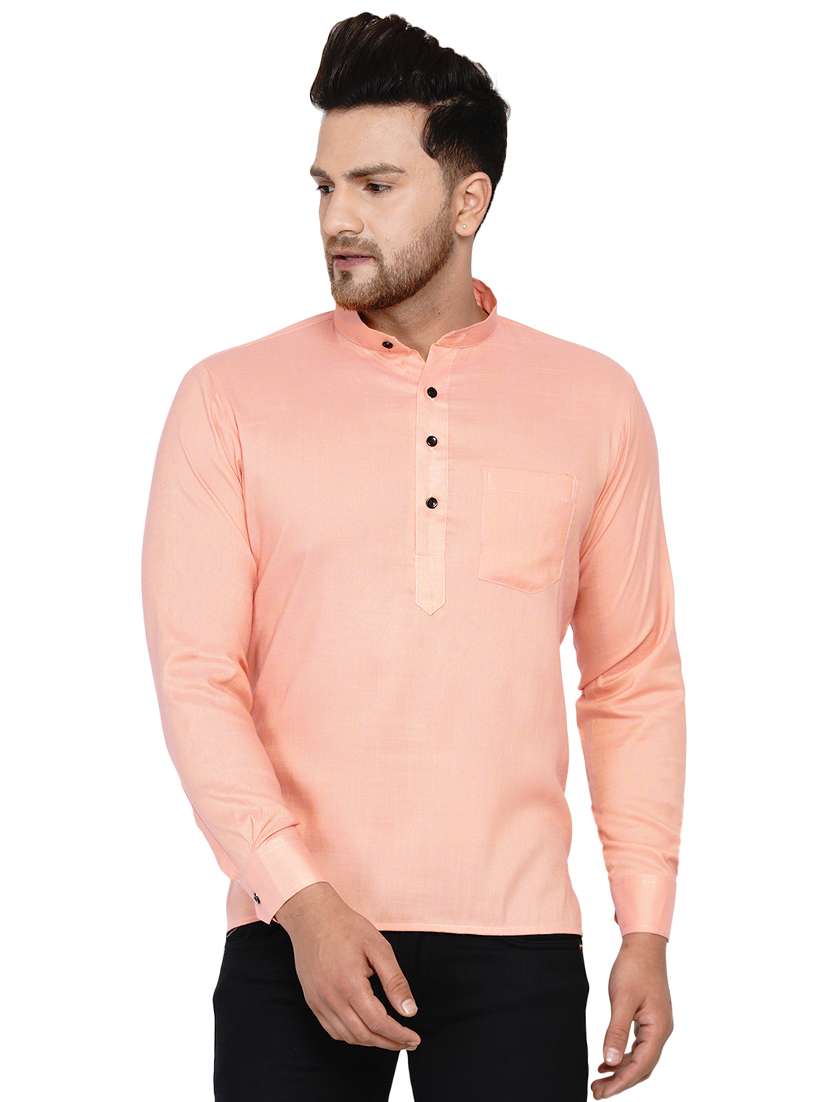 pink solid short kurta