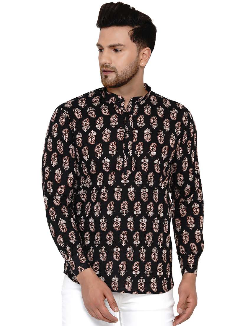 black printed short kurta