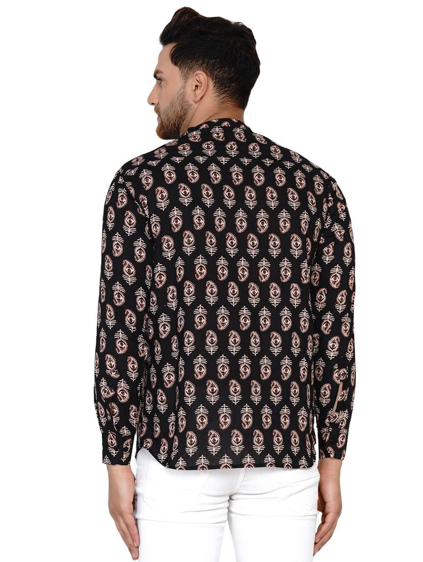 black printed short kurta - 17779402 -  Standard Image - 2