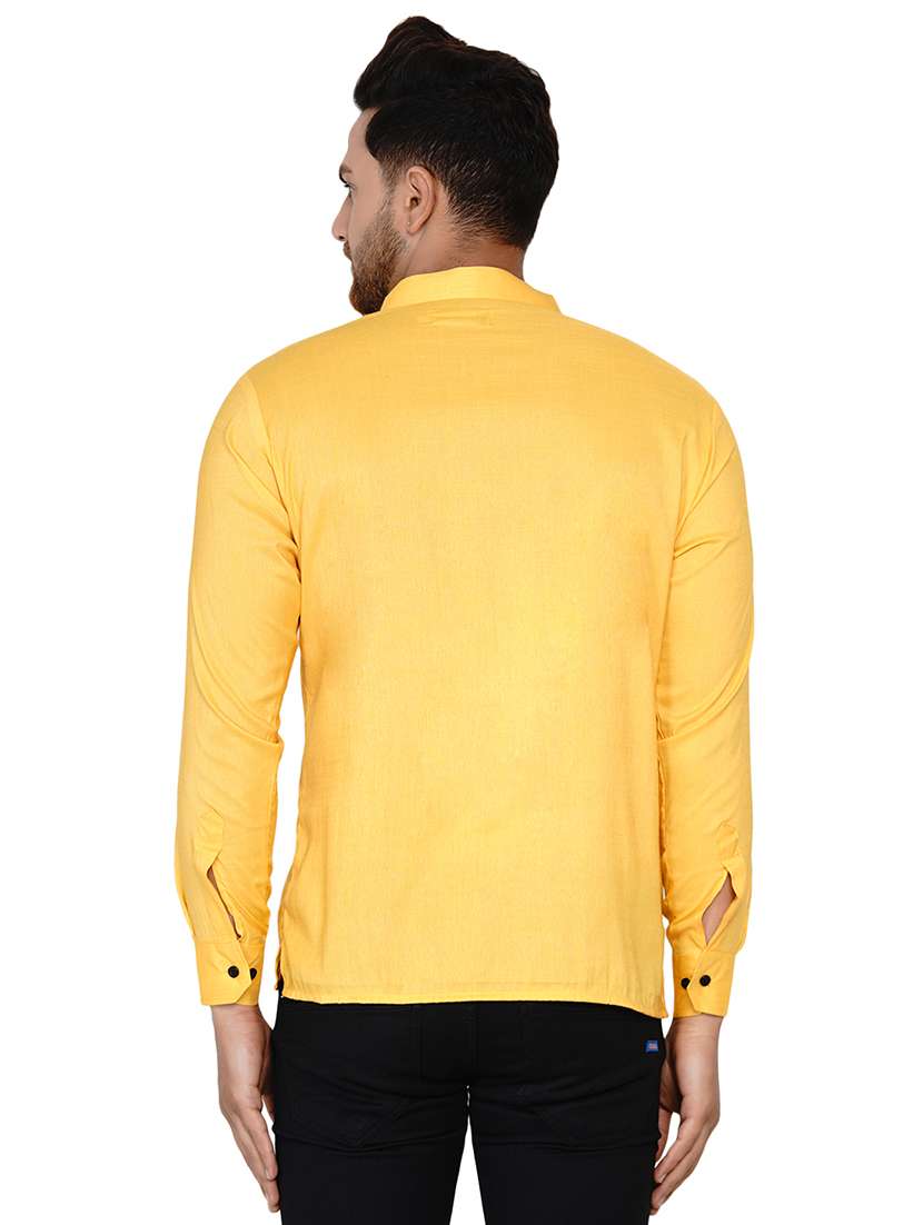 yellow solid short kurta - 17779404 - Standard Image - 2