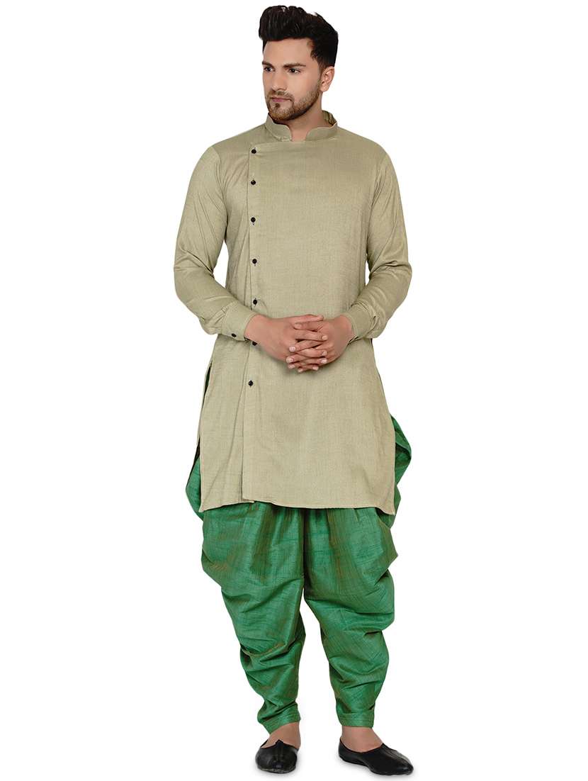olive green solid long kurta