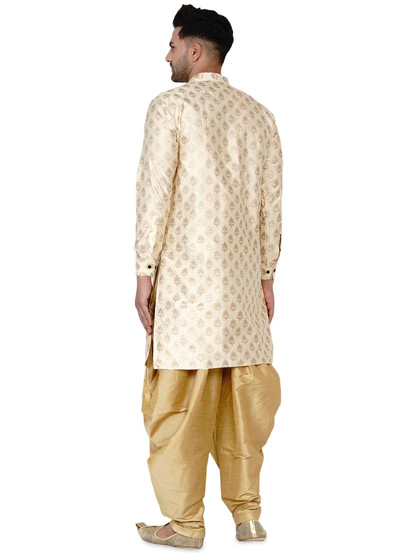 beige printed silk blend long kurta - 17779423 -  Standard Image - 2