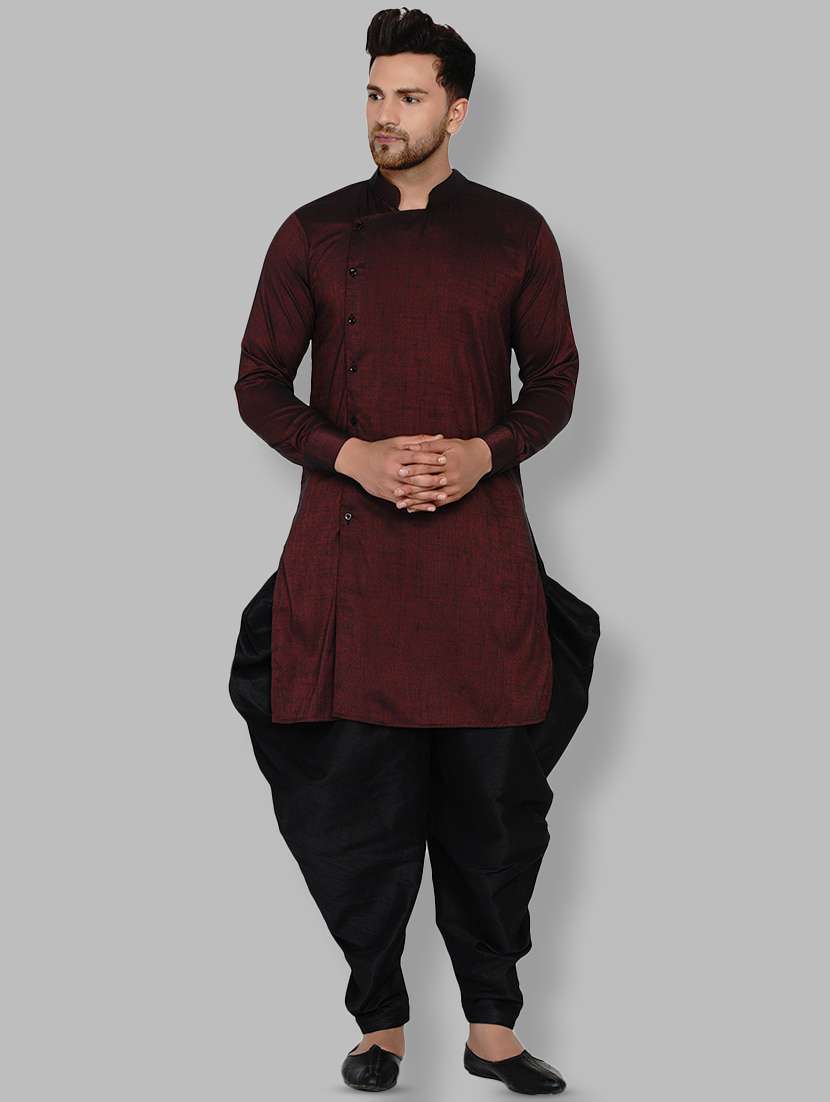 maroon solid long kurta