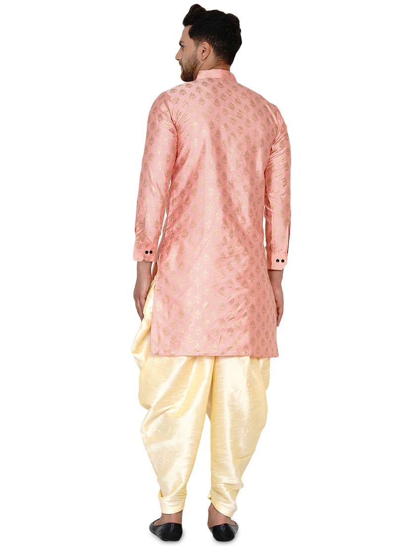 pink printed silk blend long kurta - 17779429 -  Standard Image - 2
