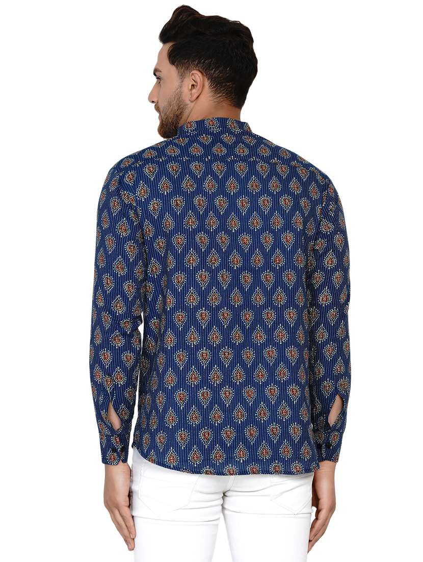 navy blue printed short kurta - 17779434 -  Standard Image - 2