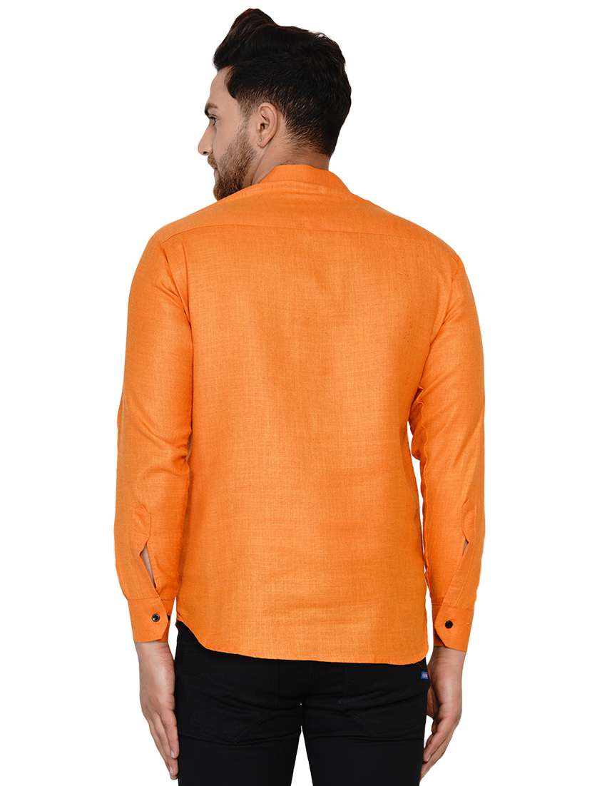orange solid short kurta - 17779438 -  Standard Image - 2