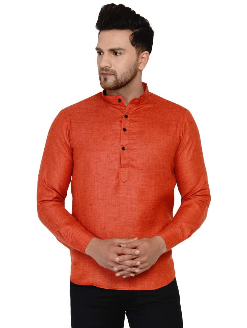 red solid short kurta