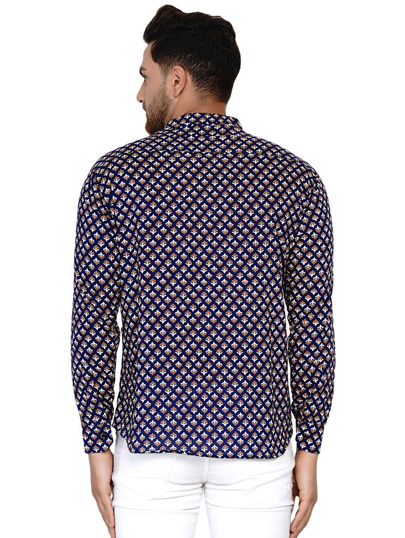 navy blue printed short kurta - 17779446 -  Standard Image - 2