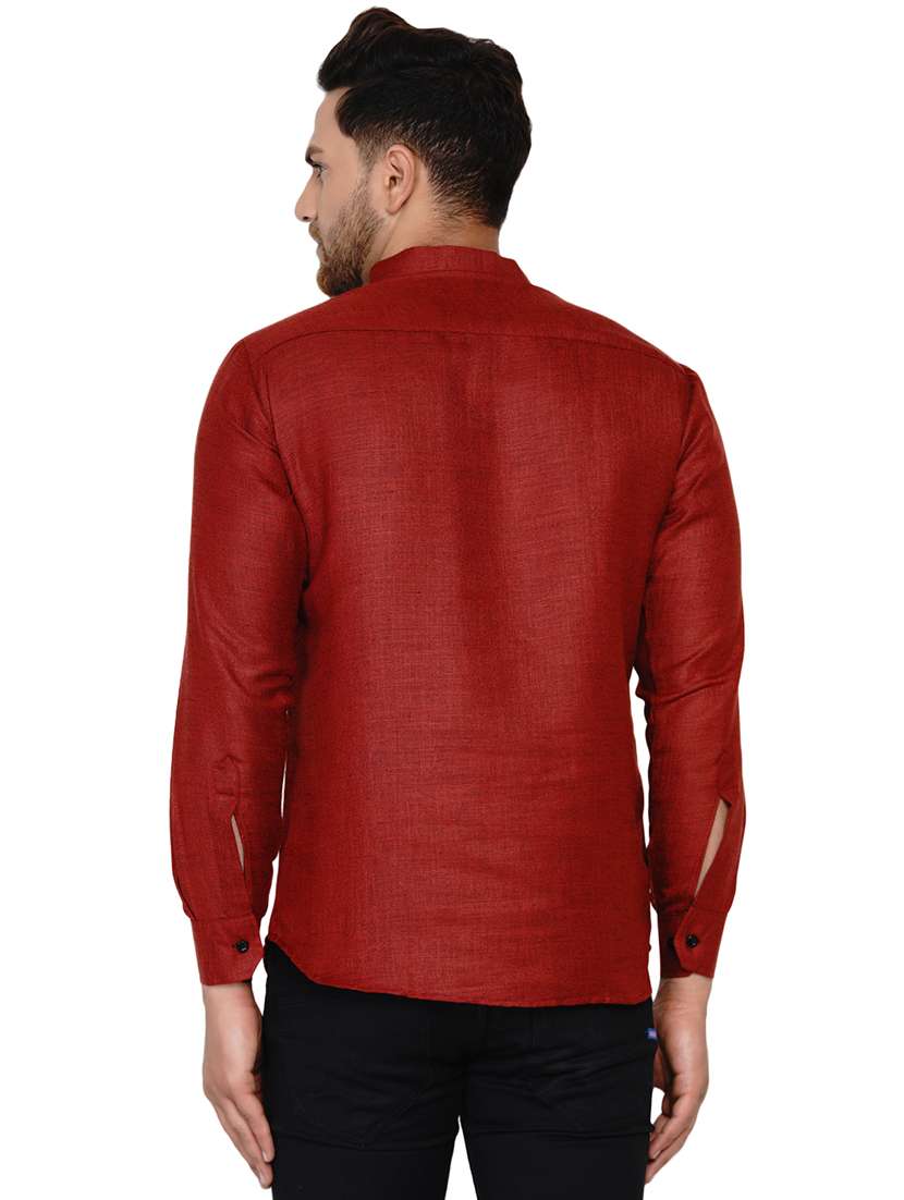 maroon solid short kurta - 17779462 -  Standard Image - 2