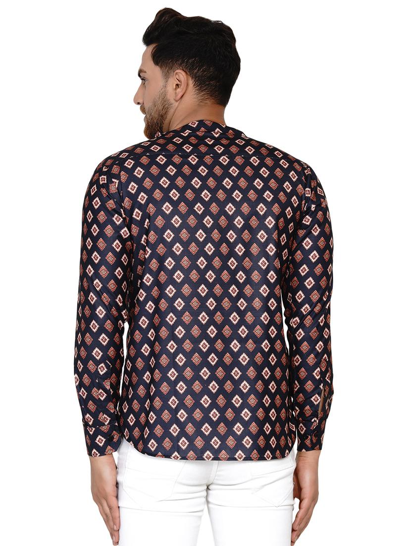 navy blue printed short kurta - 17779463 - Standard Image - 2