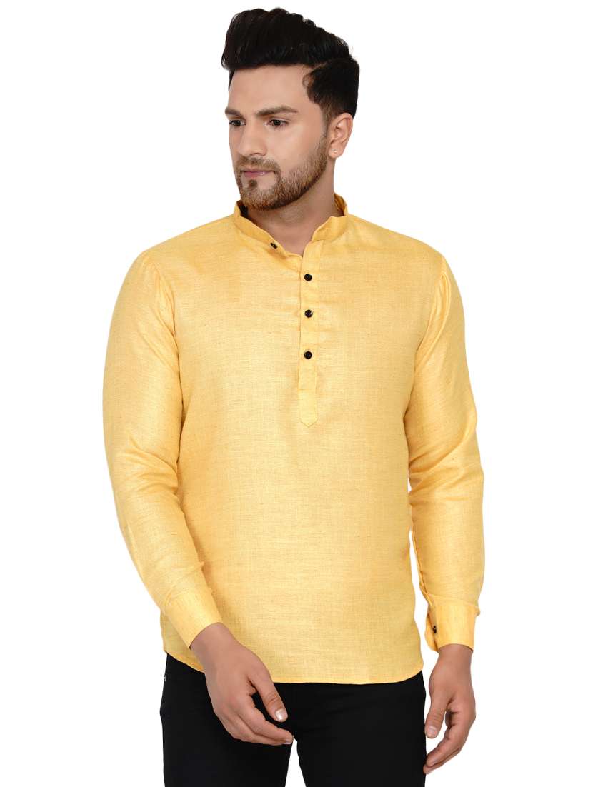 yellow solid short kurta