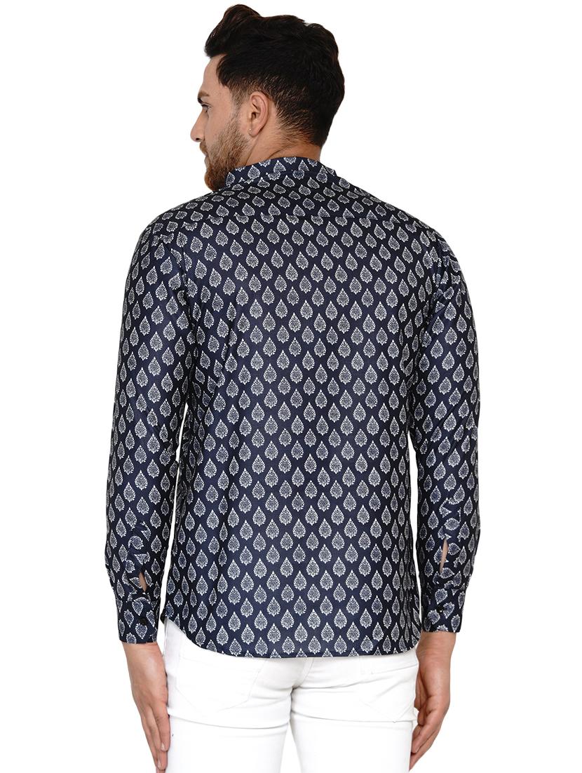 navy blue printed short kurta - 17779471 - Standard Image - 2
