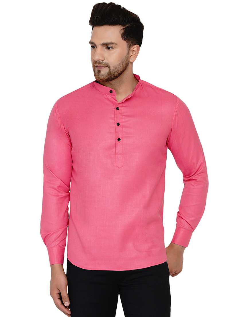 pink solid short kurta