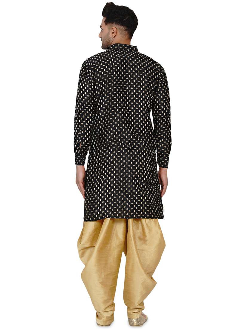 black printed silk blend long kurta - 17779474 -  Standard Image - 2