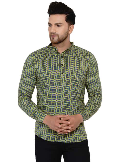 green printed short kurta - 17779475 -  Standard Image - 0