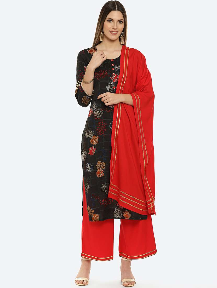 women floral printed palazzo set with dupatta