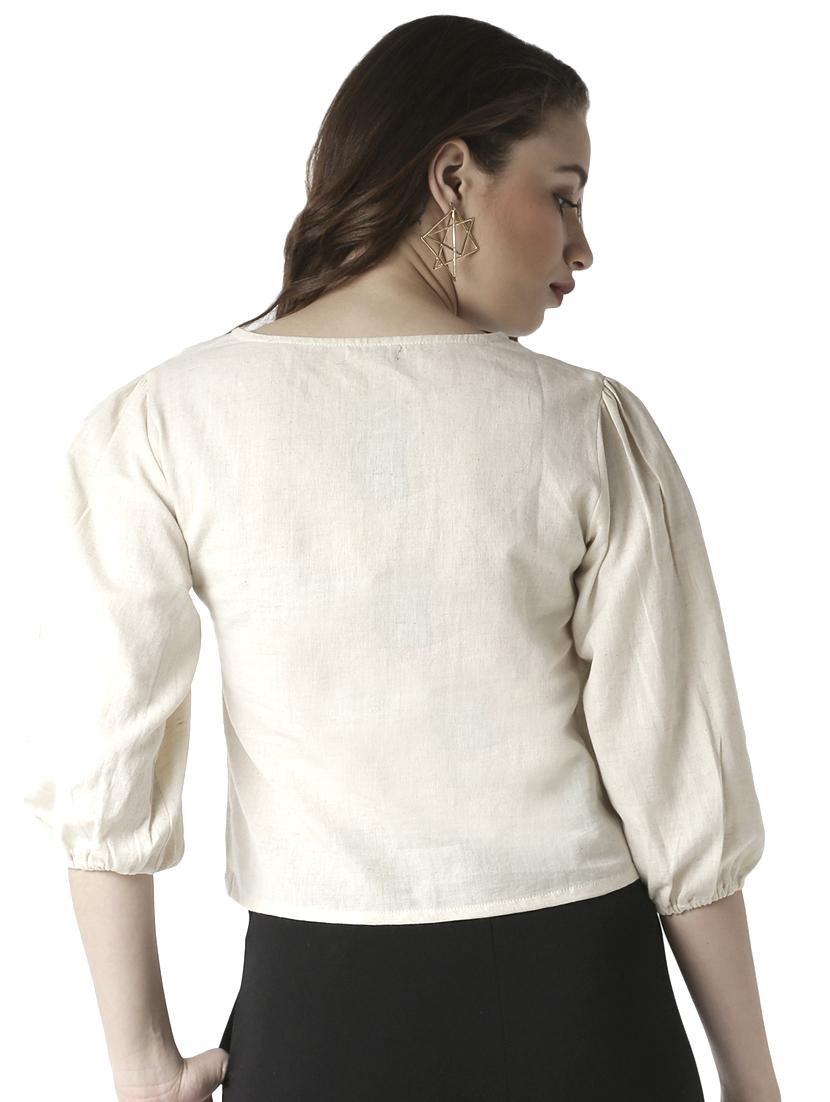 tie front solid crop top - 17780216 - Standard Image - 2