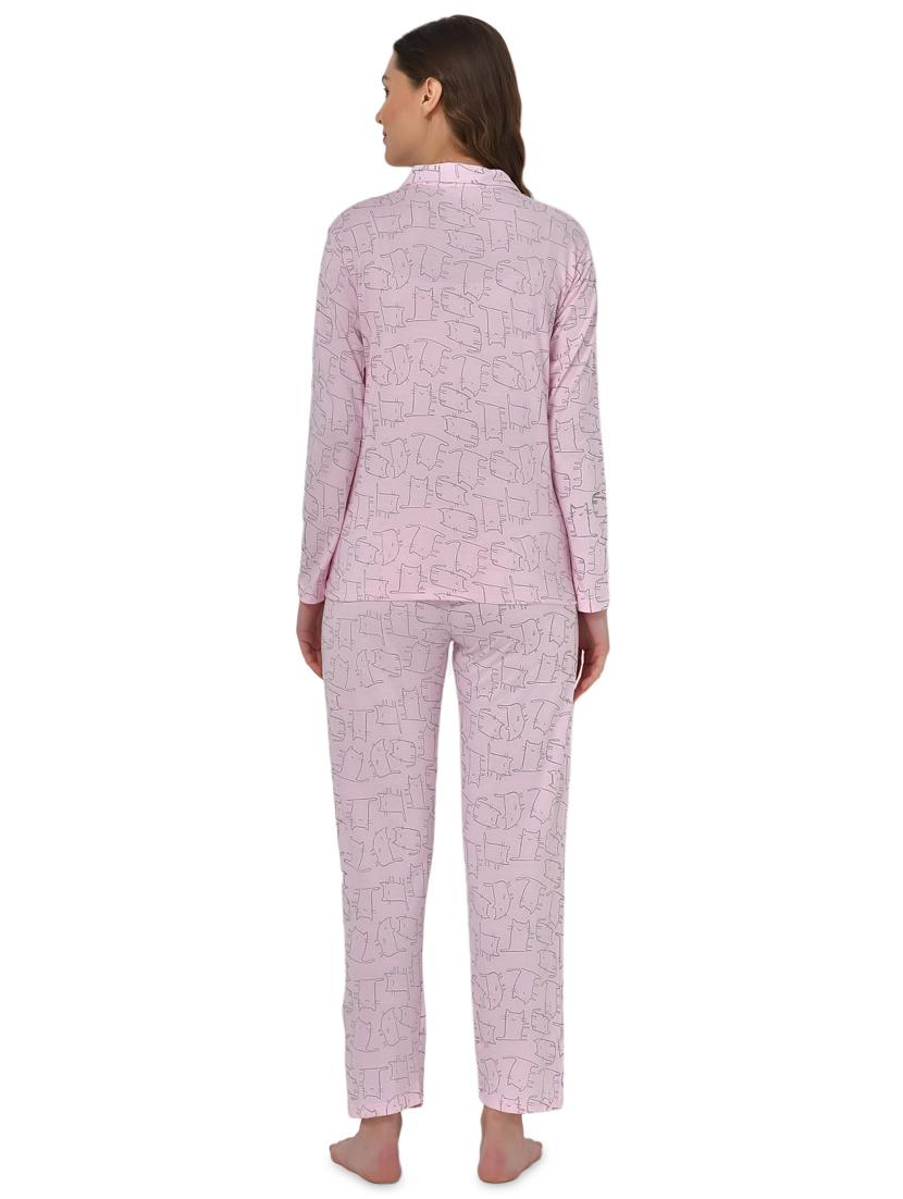 pink printed pyjama nightwear set - 17780729 - Standard Image - 2
