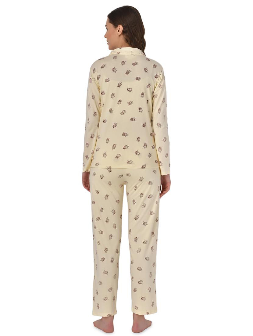 yellow printed pyjama nightwear set - 17780733 - Standard Image - 2