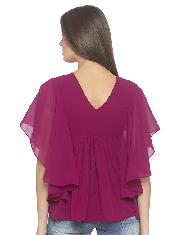 bell sleeved solid top - 17780753 - Standard Image - 2