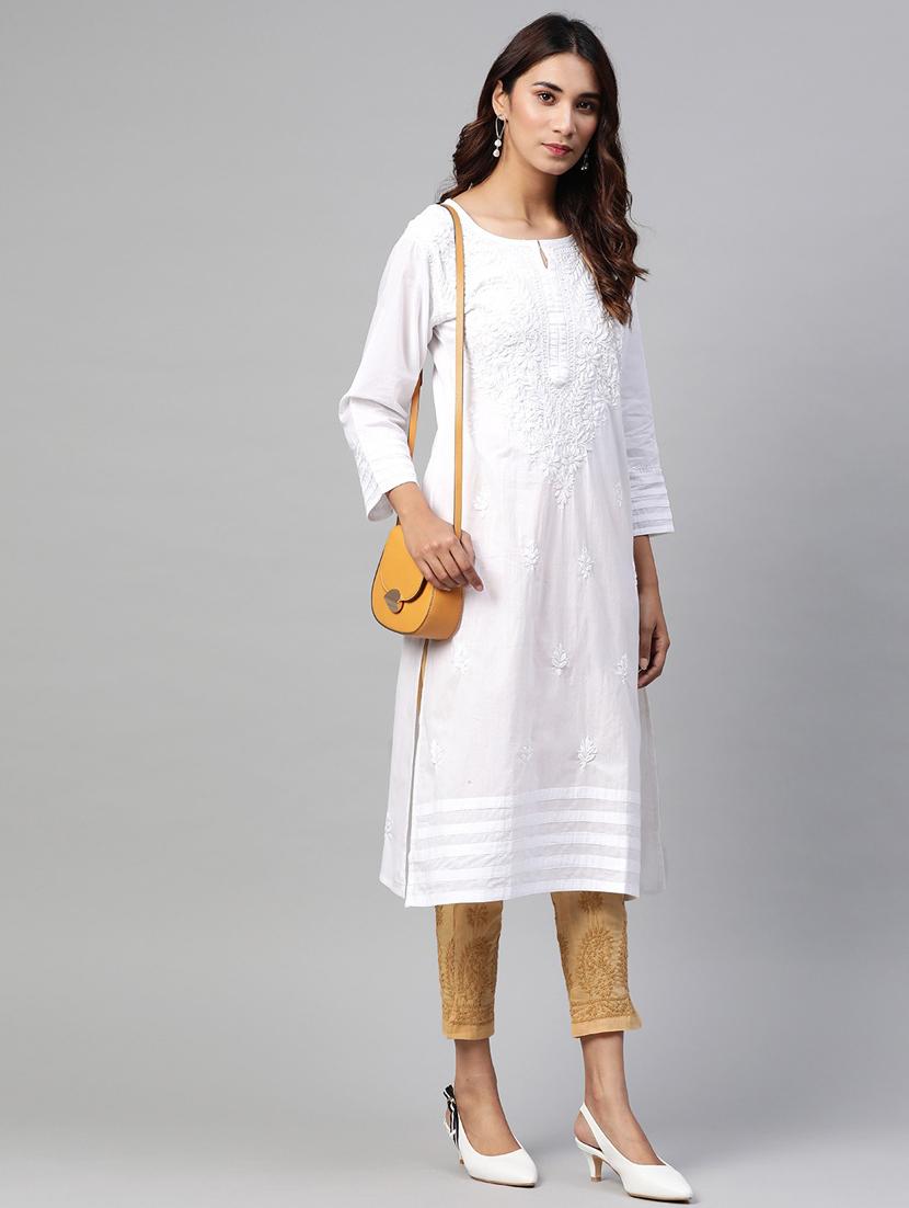 ada hand-embroidered white kurta pant set - 17781940 - Standard Image - 2