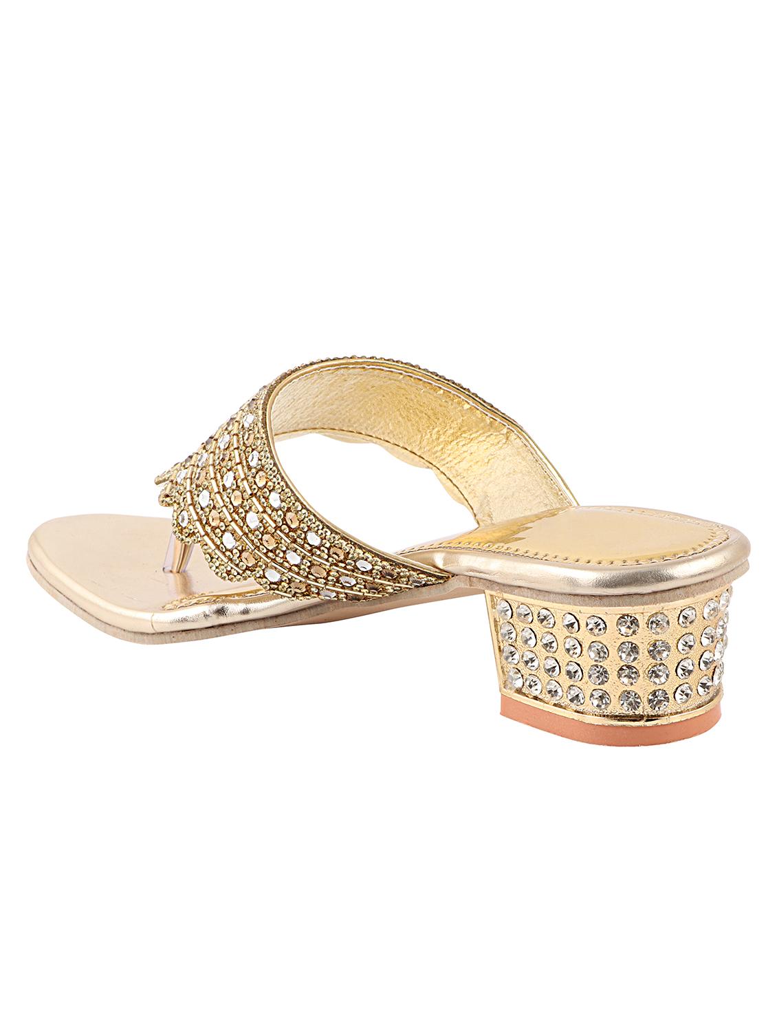 gold synthetic toe separator sandals - 17782453 - Standard Image - 2