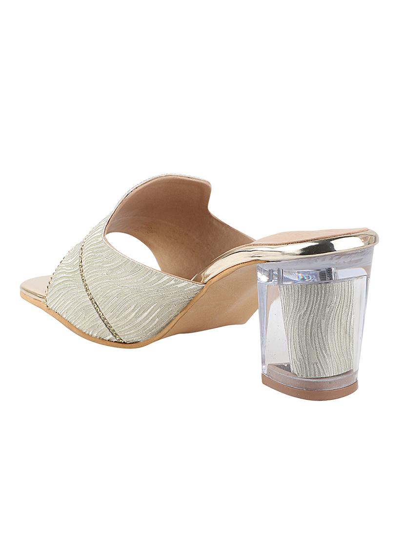 silver leatherette slip on sandals - 17782455 - Standard Image - 2