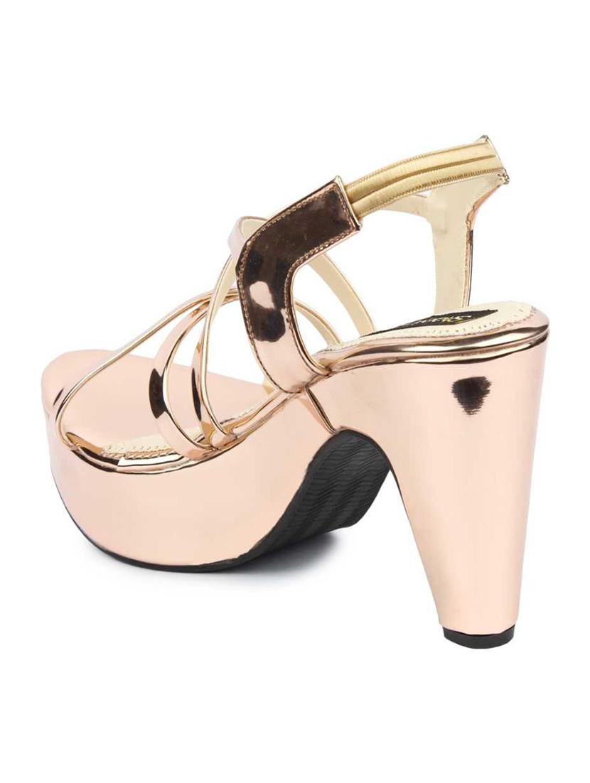 copper patent leather ankle strap sandals - 17782460 - Standard Image - 2