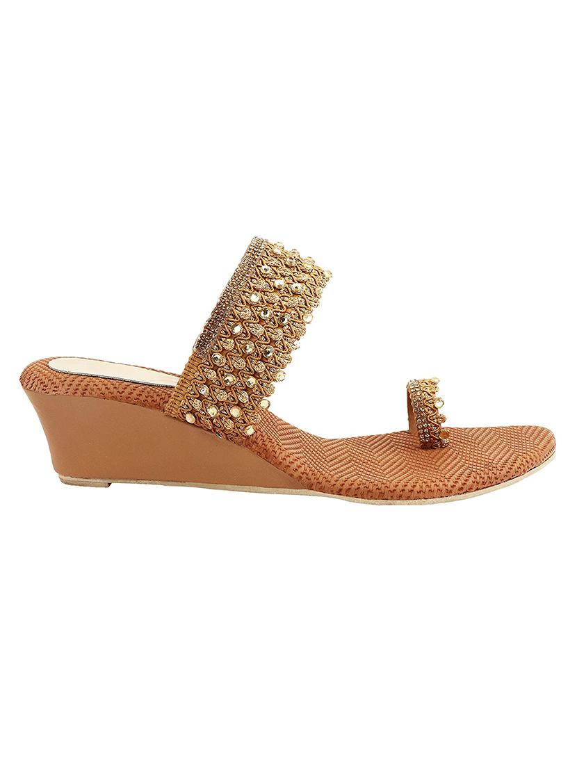 copper synthetic slip on sandals - 17782512 - Standard Image - 2