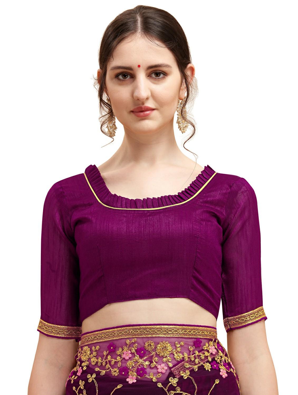 lace bordered embroidered saree with blouse - 17784746 - Standard Image - 2