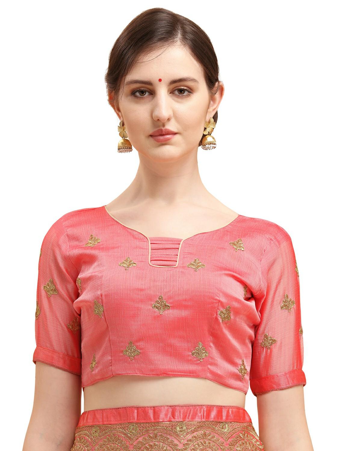 lace bordered embroidered saree with blouse - 17784749 - Standard Image - 2