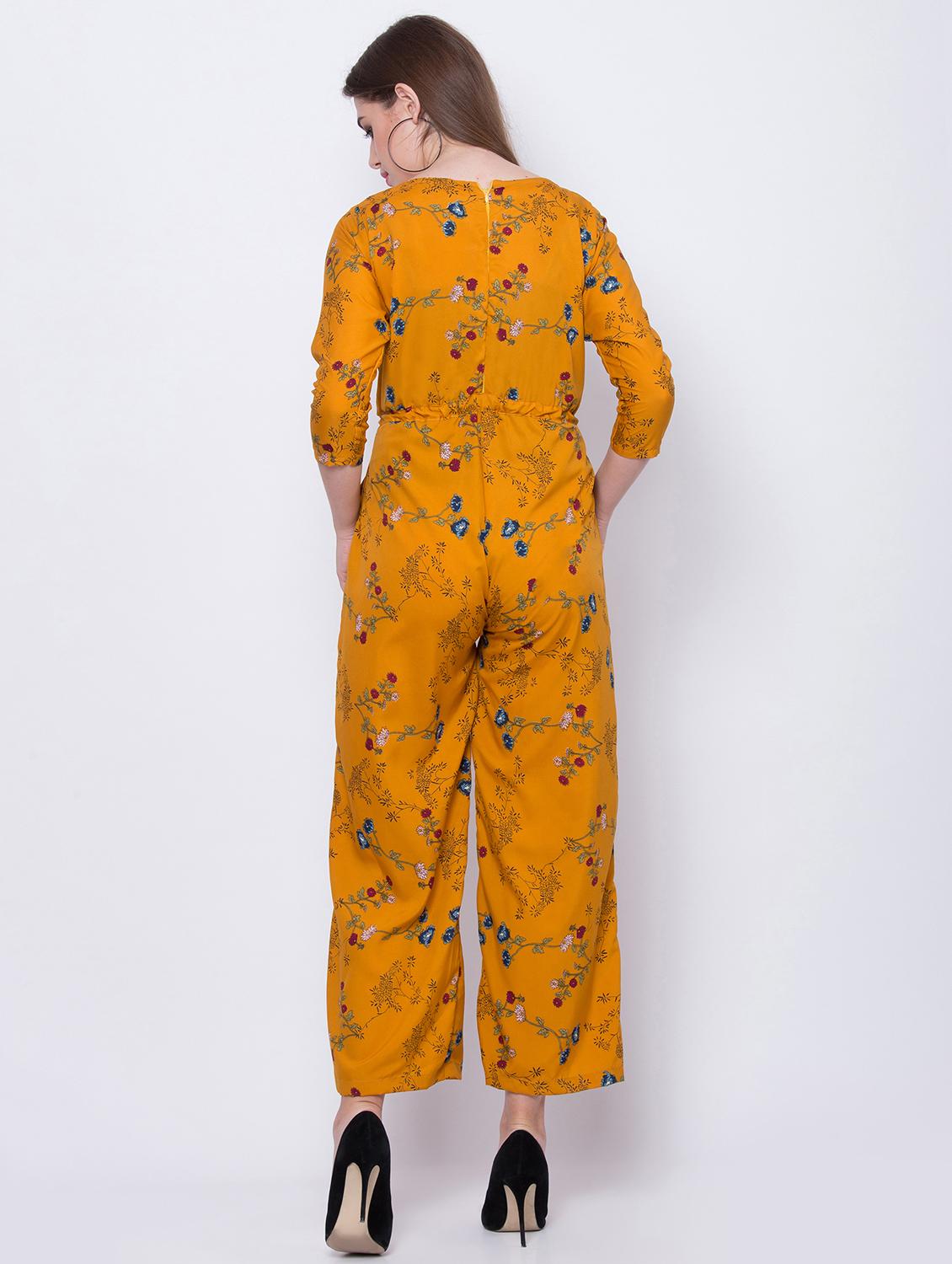 tie front floral full leg jumpsuit - 17784885 - Standard Image - 2
